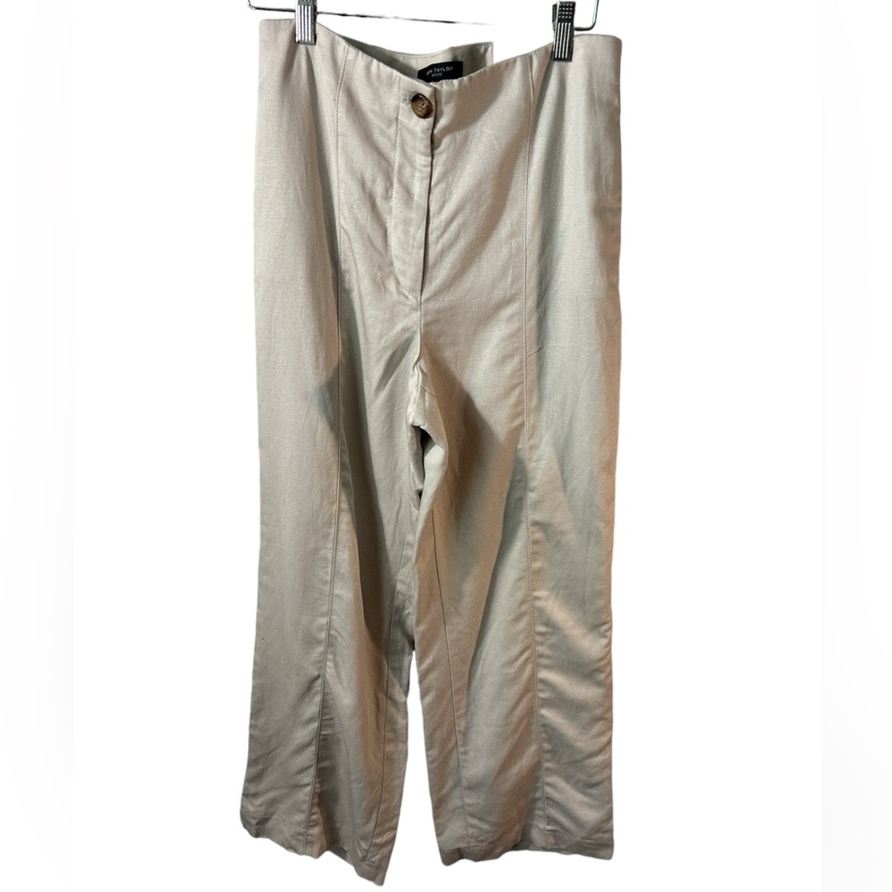 NWT Ann Taylor high rise, wide leg full length pant size 8 Petite. linen
